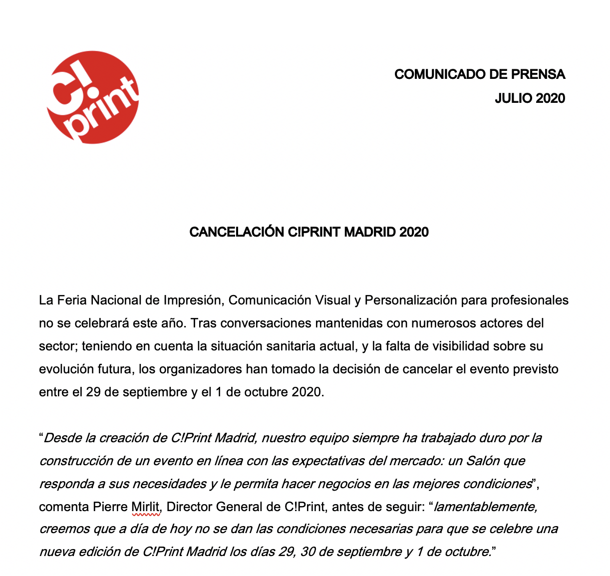 comunicado C!Print Madrid