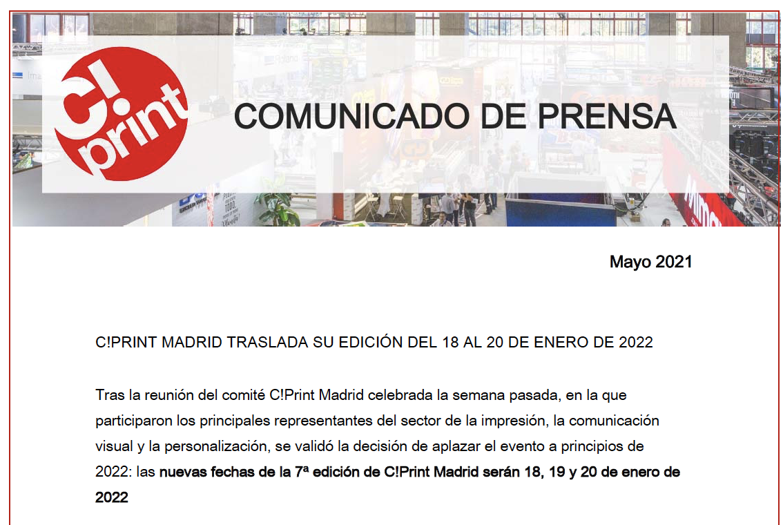 Nuevas fechas CPrint Madrid